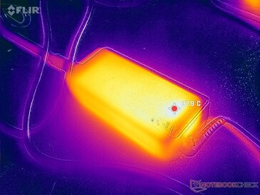 AC-adaptern kan nå över 38 C vid krävande belastningar