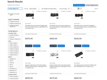 Micro Center RTX 5070 Ti priser visas (Bildkälla: Skärmdump, Micro Center)