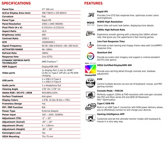 MSI MAG 274QRF QD E2: Specifikationer