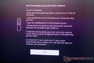 Ett återkommande felmeddelande: Det gick inte att justera volymen via Fire TV-fjärrkontrollen i testet.