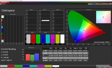 Intern färgrymd för displayen (Profil: Professional, Standard; Målfärgrymd: sRGB)