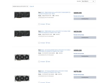 Best Buy RTX 5070 Ti priser visas (Bildkälla: Skärmdump, Best Buy)