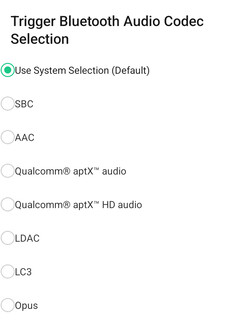 Tillgängliga Bluetooth-ljudcodecs