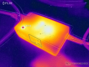 AC-adaptern når över 31 C under belastning