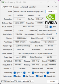 GPU-Z GeForce RTX 4090 bärbar dator