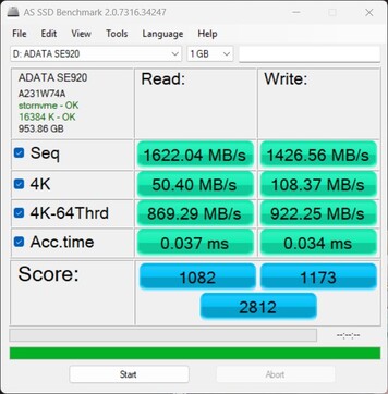 Prestandakontroll med ADATA SE920 via USB4