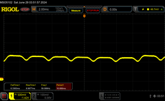 PWM: 8/10 ljusstyrka, ~360 Hz (DC-dimning)