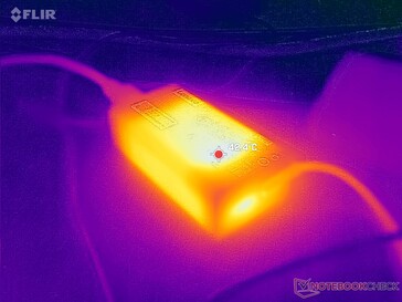 AC-adaptern når över 42 C vid krävande belastningar