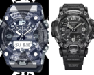 Den läckta Casio G-Shock Mudmaster GG-B100X (till vänster) och den mer avancerade G-Shock GWG-2000 (till höger) förväntas dela ett stort antal funktioner. (Bildkälla: @geesgshock på Instagram / Casio)