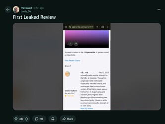 Avowed läckt recension Reddit post (Bildkälla: Avowed subreddit)