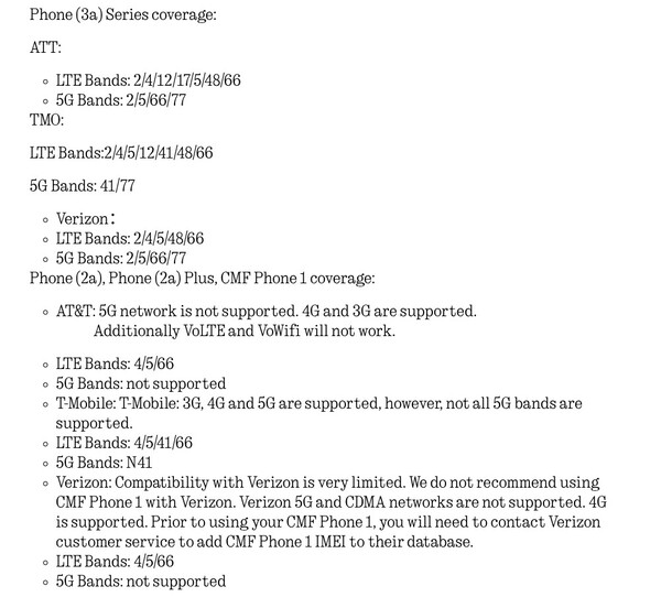 Nothing Phone (3a)-serien är inte kompatibel med alla nätverk i USA. (Bildkälla: Nothing)