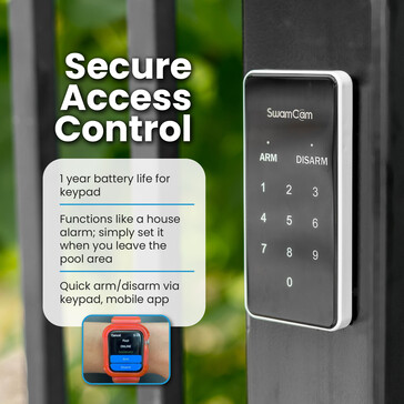 SwamCam-knappsatsen aktiverar och avaktiverar poollarmet. (Bildkälla: SwamCam)