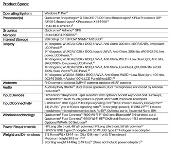 Specifikationer för HP EliteBook 6 G1q Next-Gen AI PC. (Bildkälla: HP)