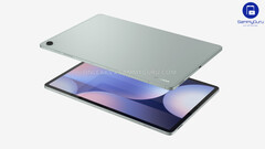 En rendering av &quot;Galaxy Tab S10 FE+&quot;. (Bildkälla: OnLeaks x SammyGuru)