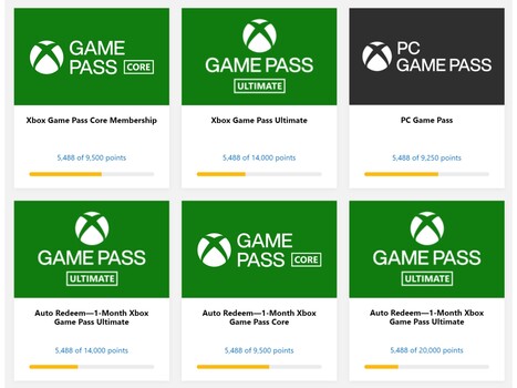 Ändringar för inlösen av Xbox Game Pass-belöningar (Bildkälla: Microsoft Rewards webbplats)