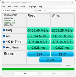 Prestandakontroll med ADATA SE920 via USB4