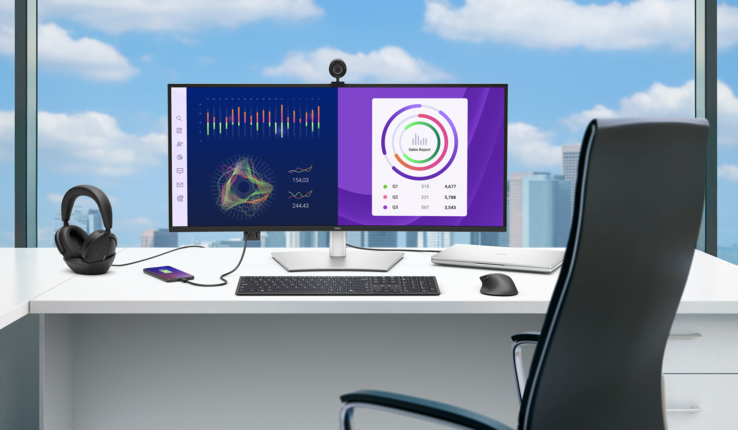 Dell Pro 34 Plus USB-C hubbskärm har framåtriktade, utfällbara USB-C- och USB-A-portar för enkel anslutning (Bildkälla: Dell)