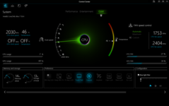 Startskärm för Control Center