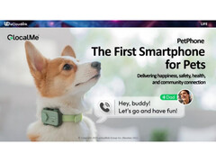 En reklambild för GocalMe&#039;s PetPhone, en smartphone designad för husdjur. (Bildkälla: ucloudlink)