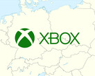 Centraleuropeisk karta med Xbox-logotyp (Bildkälla: Microsoft Gaming, Wikimedia Commons: World Data Base II data med redigeringar)