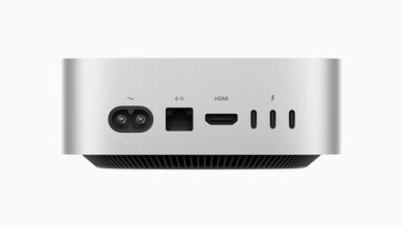 Baksida: strömkabel, Gigabit Ethernet, HDMI 2.1, 3x USB-C Thunderbolt 5 (120 Gbit/s, DisplayPort Alt mode 1.4) (bild: Apple)