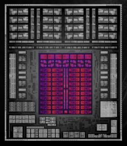 Illustration av Ryzen AI Max+ 395, GPU markerad i rött (källa: AMD)