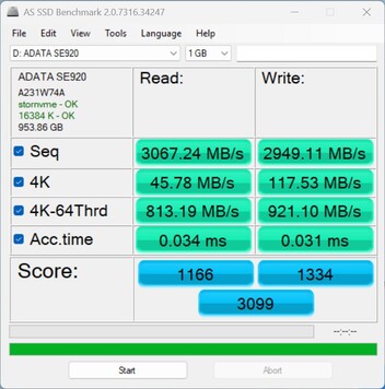 USB4-prestandakontroll med ADATA SE920