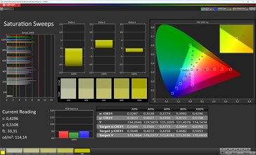 Mättnad (Kontrastläge: Automatiskt, Färgläge: Varmt, Målfärgrymd: sRGB)
