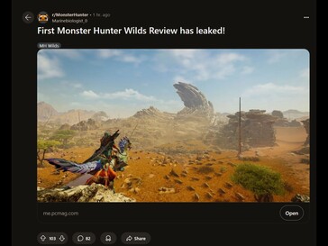 Monster Hunter Wilds Review läcka Reddit-post (Bildkälla: Monster Hunter subreddit)