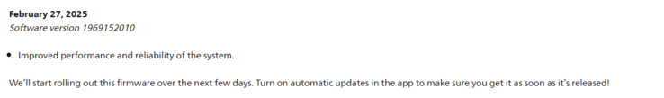 Release notes för Philips Hue Bridge firmware version 1969152010. (Bildkälla: Philips)