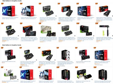 Amazon UK och Tyskland bästsäljande GPU:er (Bildkälla: Skärmdump, Amazon UK, Amazon Tyskland)