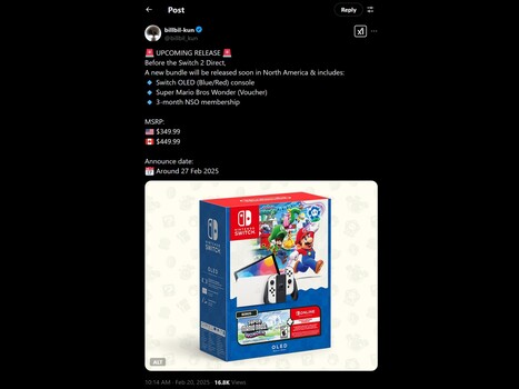 Switch OLED Mario Bros Wonder-paketet läckt foto (Bildkälla: billbil-kun X-konto)