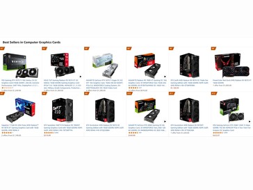 Amazon US bäst säljande GPU:er (Bildkälla: Skärmdump, Amazon US)